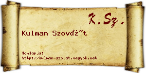 Kulman Szovát névjegykártya